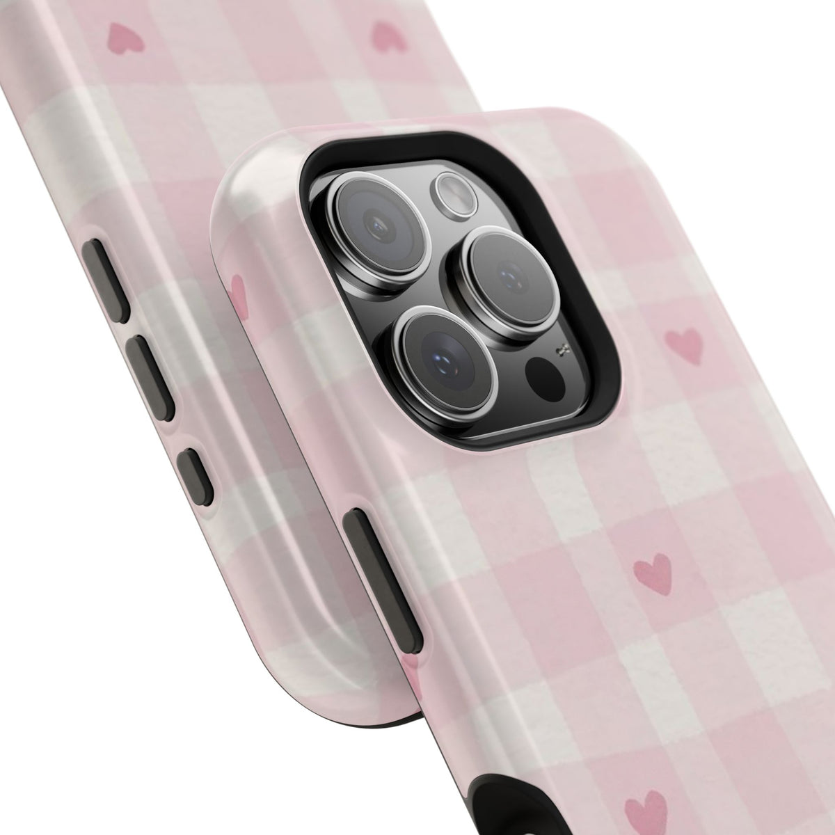Pink Heart Checkered iPhone Case