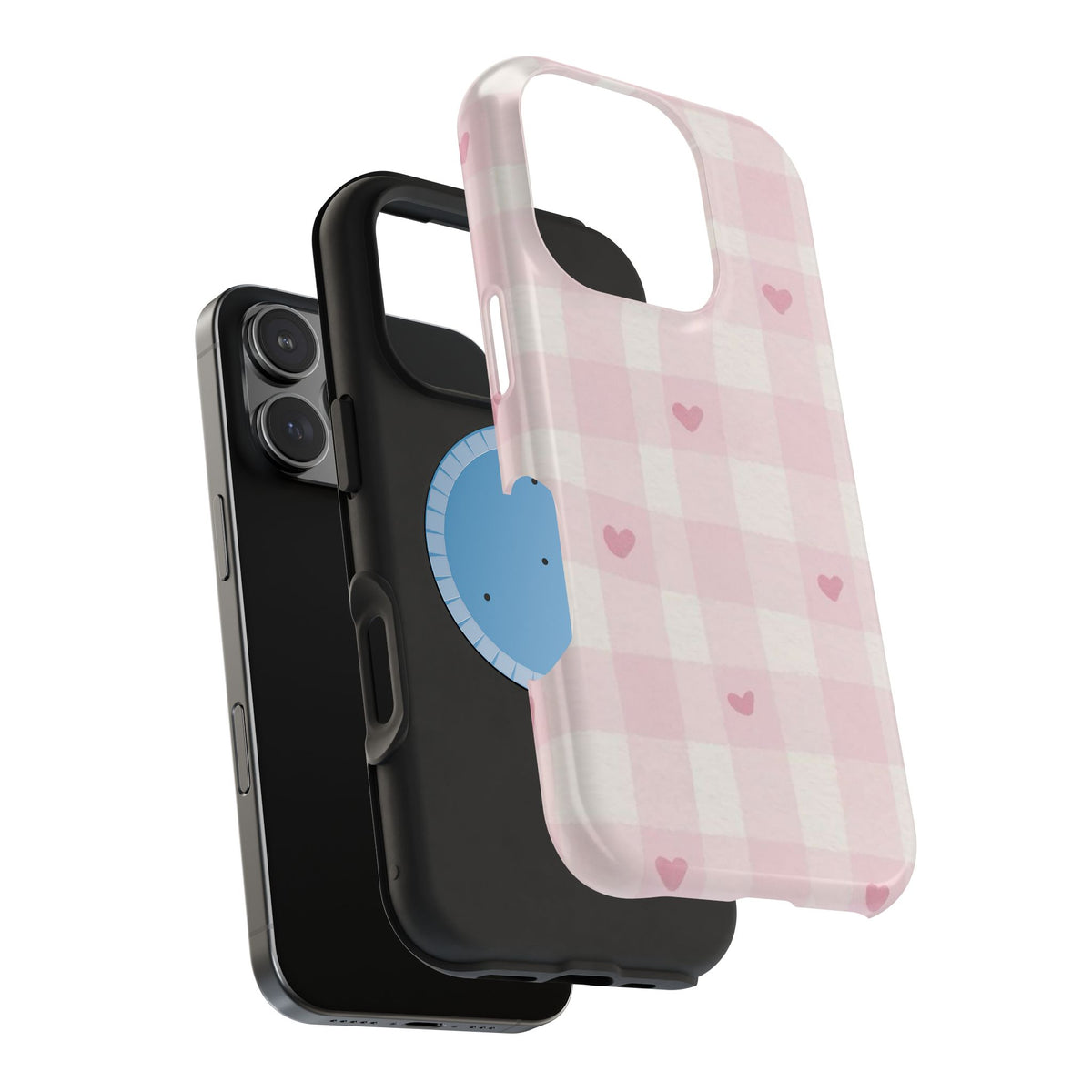 Pink Heart Checkered iPhone Case
