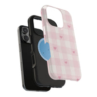Pink Heart Checkered iPhone Case