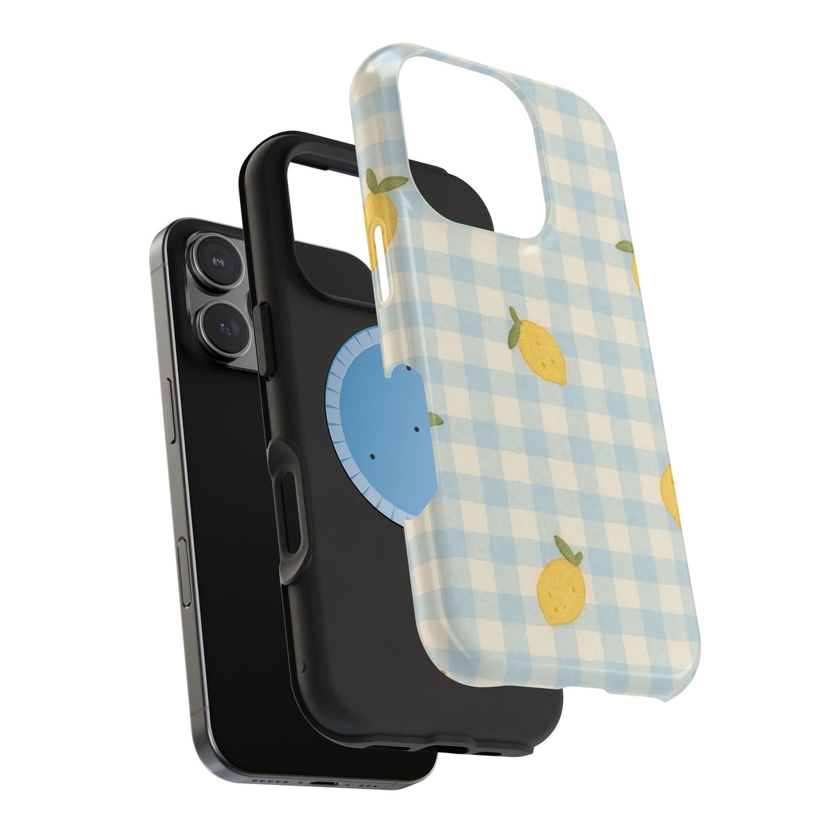 Lemon And Blue Checkered iPhone Case