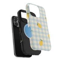 Lemon And Blue Checkered iPhone Case