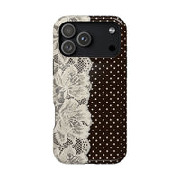 Floral Lace Brown Polka Dot iPhone Case