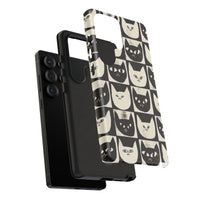 Black And White Cat Tiles Samsung Case