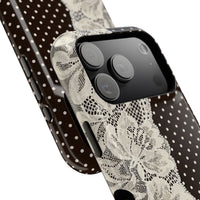 Floral Lace Brown Polka Dot iPhone Case