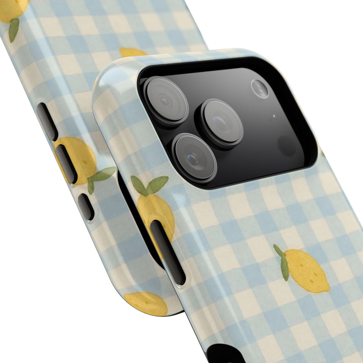 Lemon And Blue Checkered iPhone Case