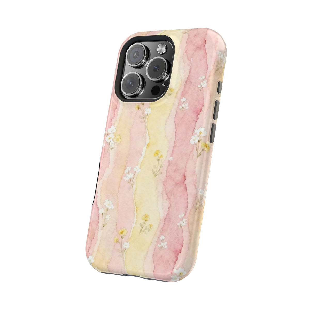 Pink And Yellow Water Art Flowers iPhone Case