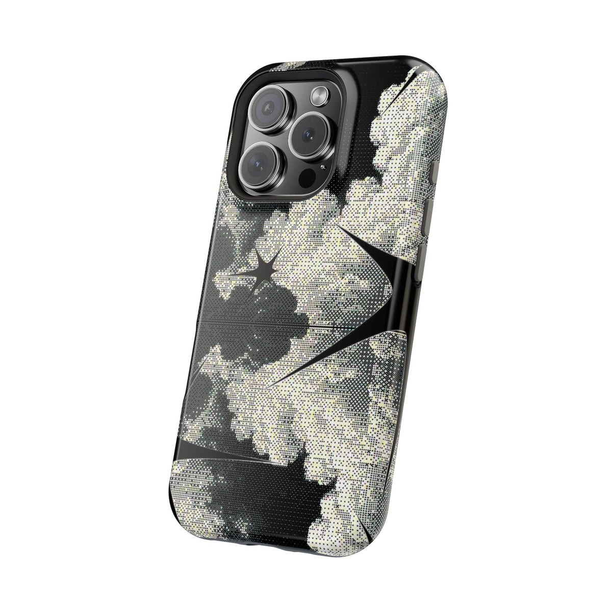 Black And White Artsy Pixelated Cloud iPhone Case