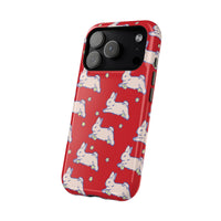 Red Hopping Bunnies And Stars iPhone Case