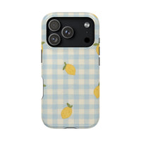 Lemon And Blue Checkered iPhone Case