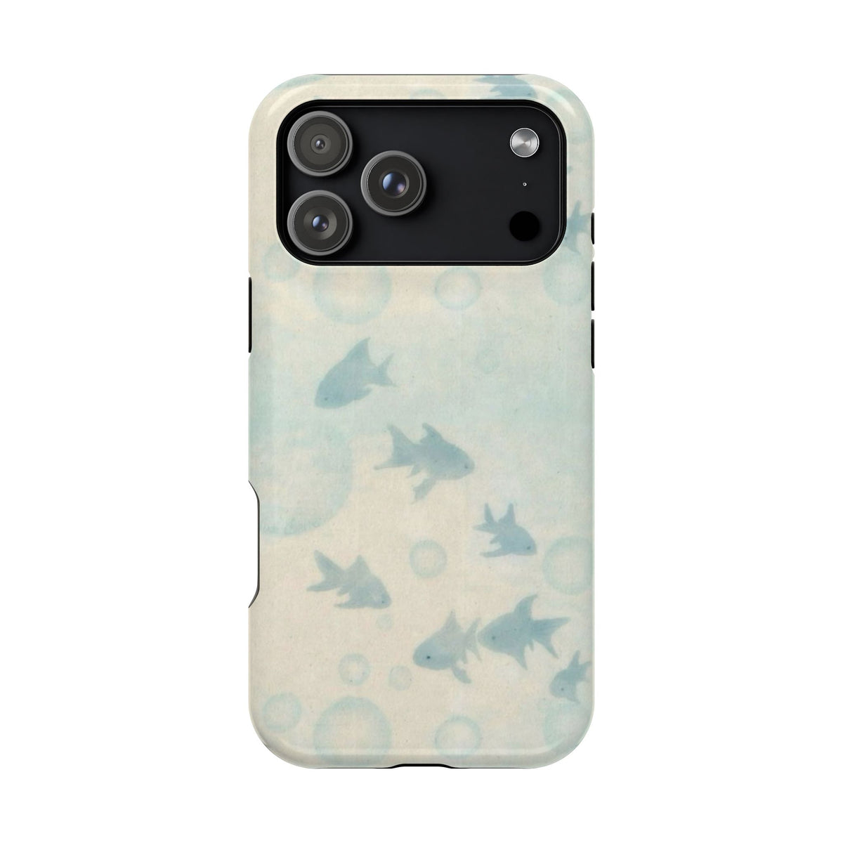 Blue Gold Fishy And Bubbles iPhone Case