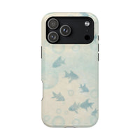 Blue Gold Fishy And Bubbles iPhone Case