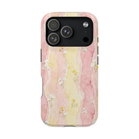 Pink And Yellow Water Art Flowers iPhone Case