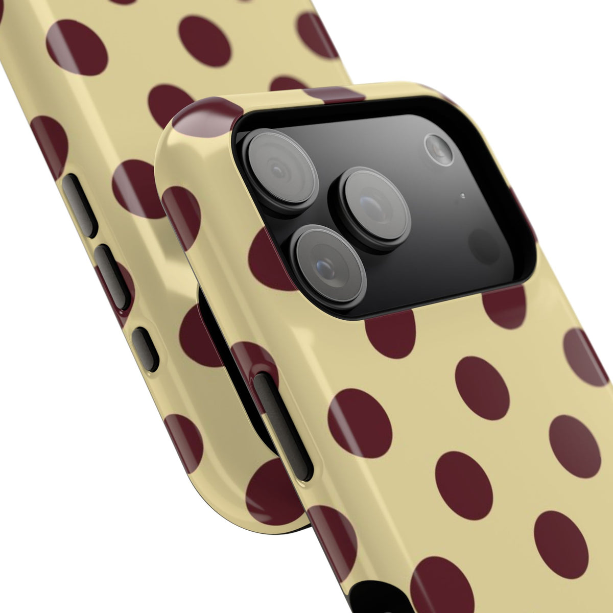 Yellow And Maroon Polka Dots iPhone Case
