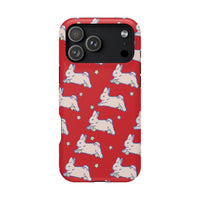 Red Hopping Bunnies And Stars iPhone Case