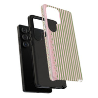 Pink And Green Stripes Pink Floral Samsung Case