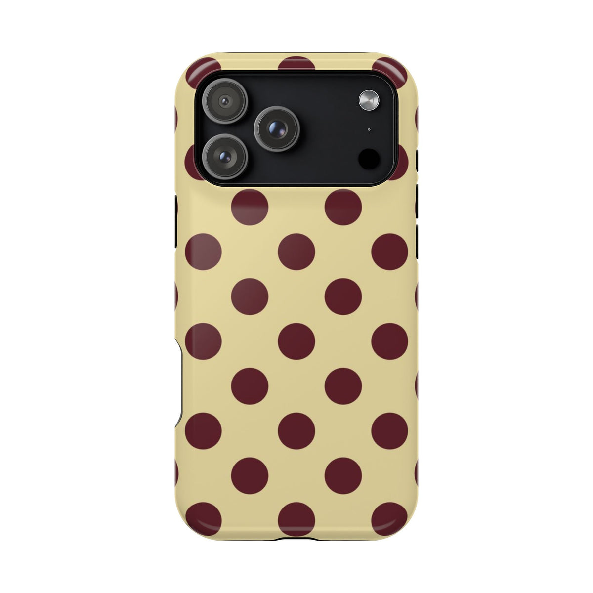 Yellow And Maroon Polka Dots iPhone Case