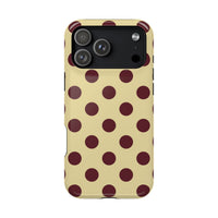 Yellow And Maroon Polka Dots iPhone Case