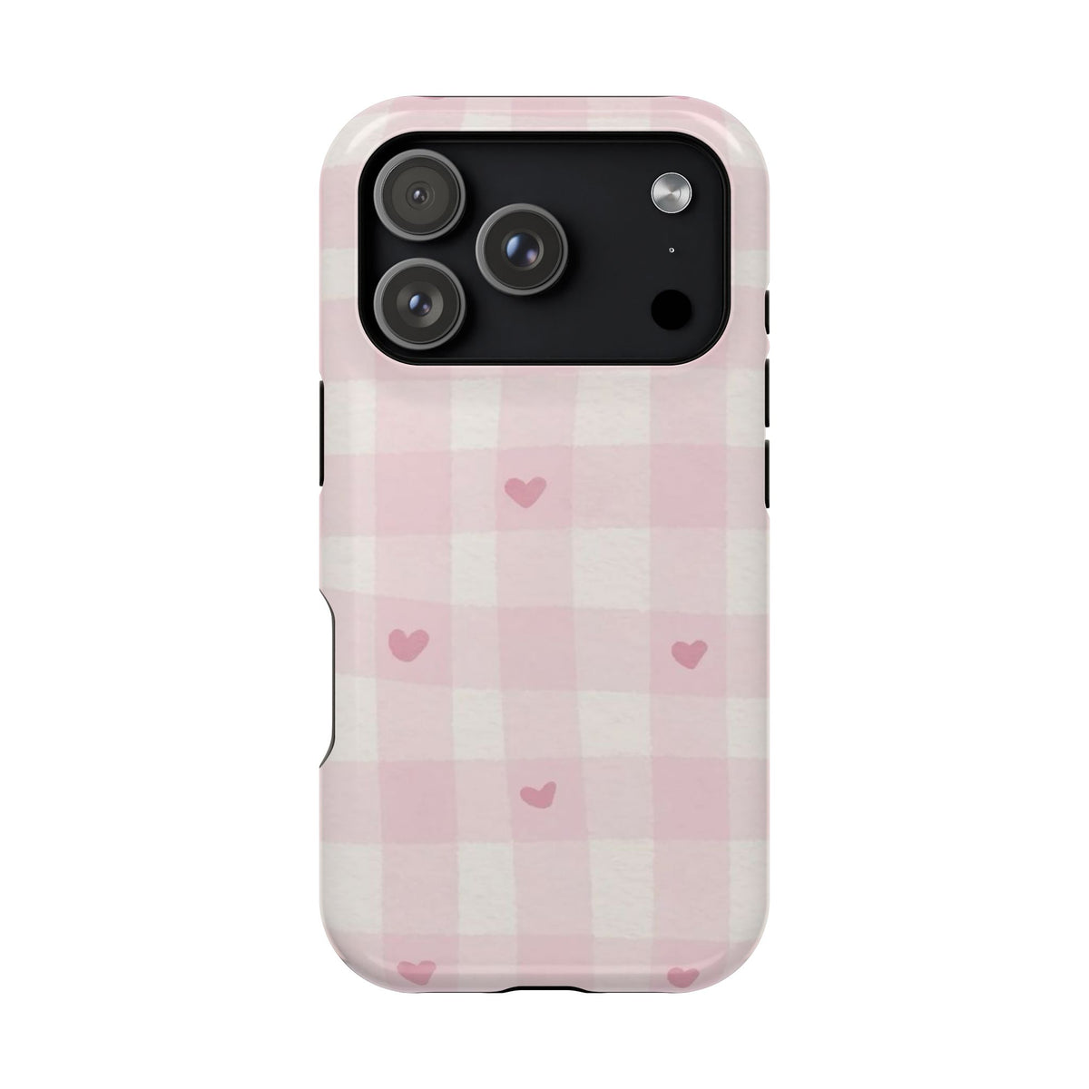 Pink Heart Checkered iPhone Case