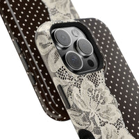 Floral Lace Brown Polka Dot iPhone Case
