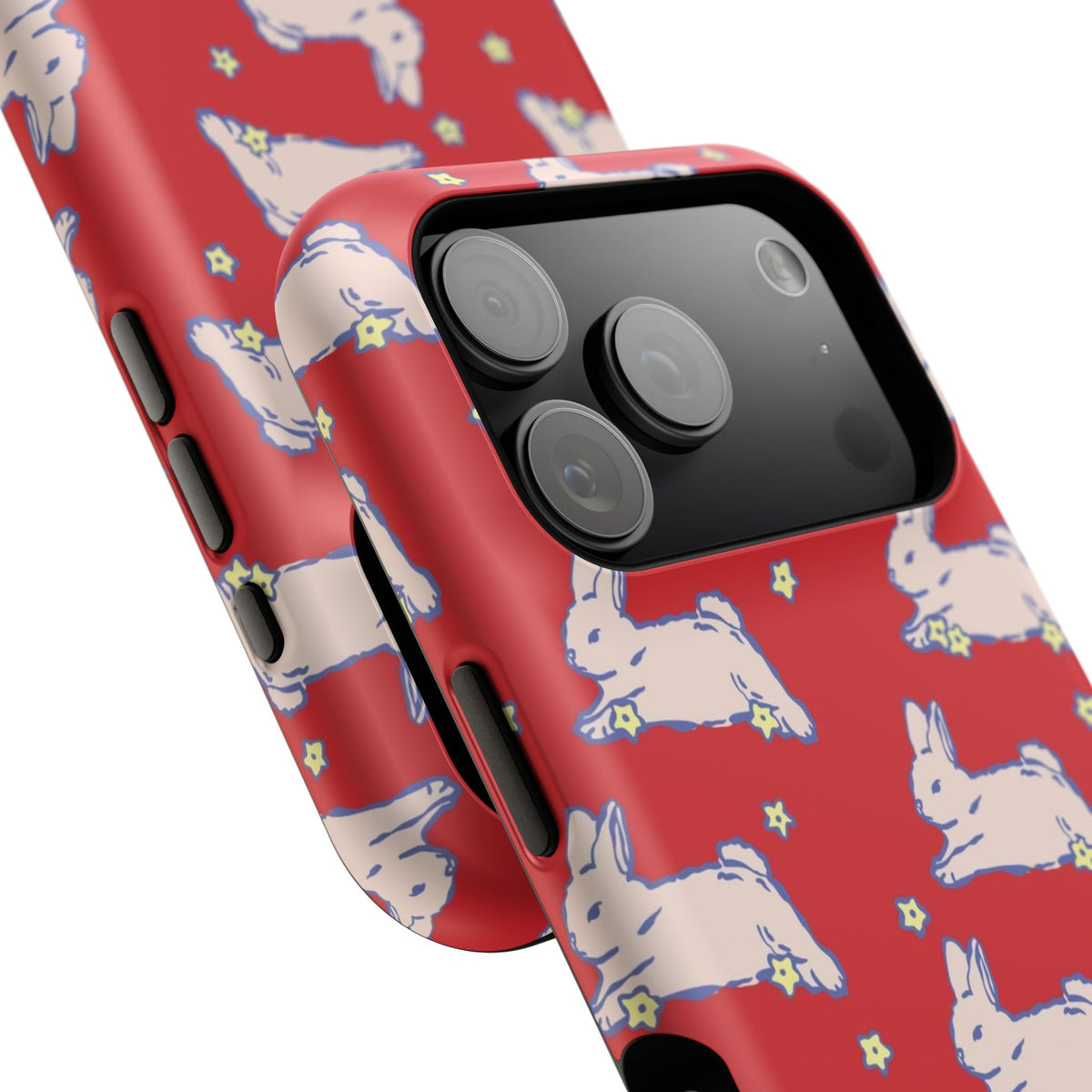 Red Hopping Bunnies And Stars iPhone Case
