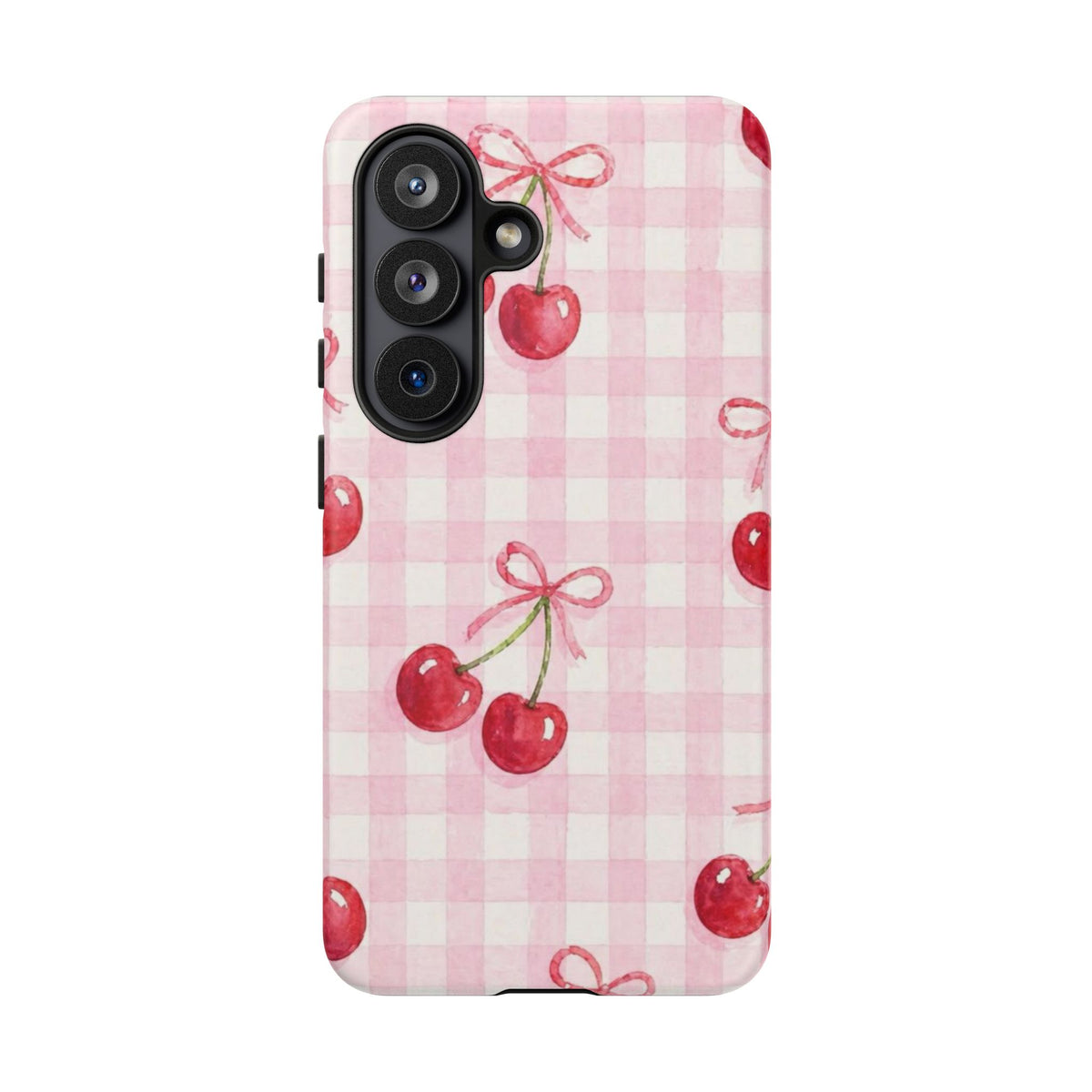 Pink Cherries And Checkered Samsung Case