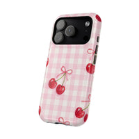 Pink Cherries And Checkered iPhone Case