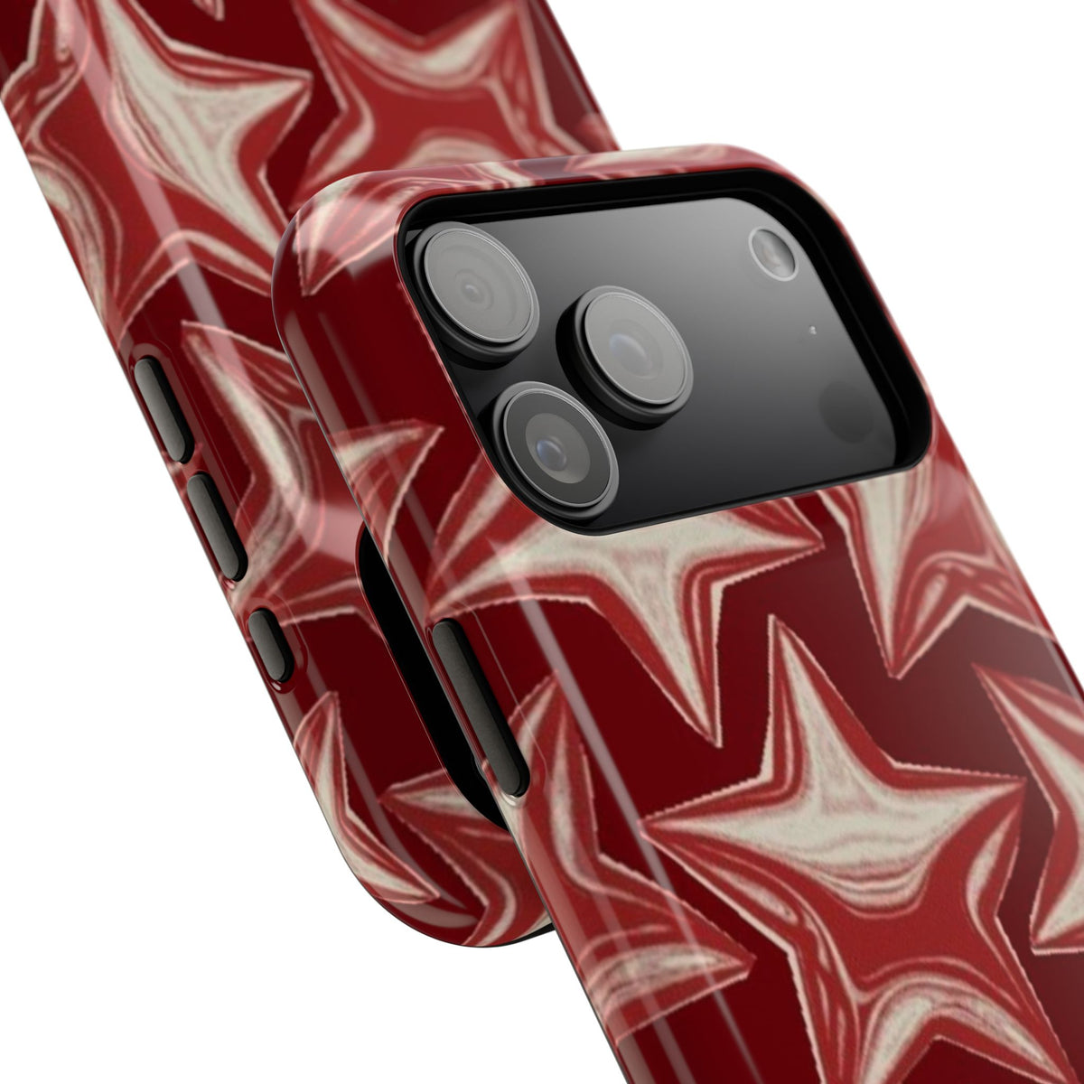 Chrome Shiny Red Stars iPhone Case