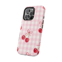 Pink Cherries And Checkered iPhone Case