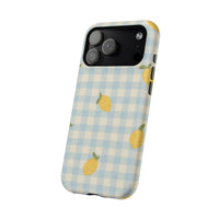Lemon And Blue Checkered iPhone Case