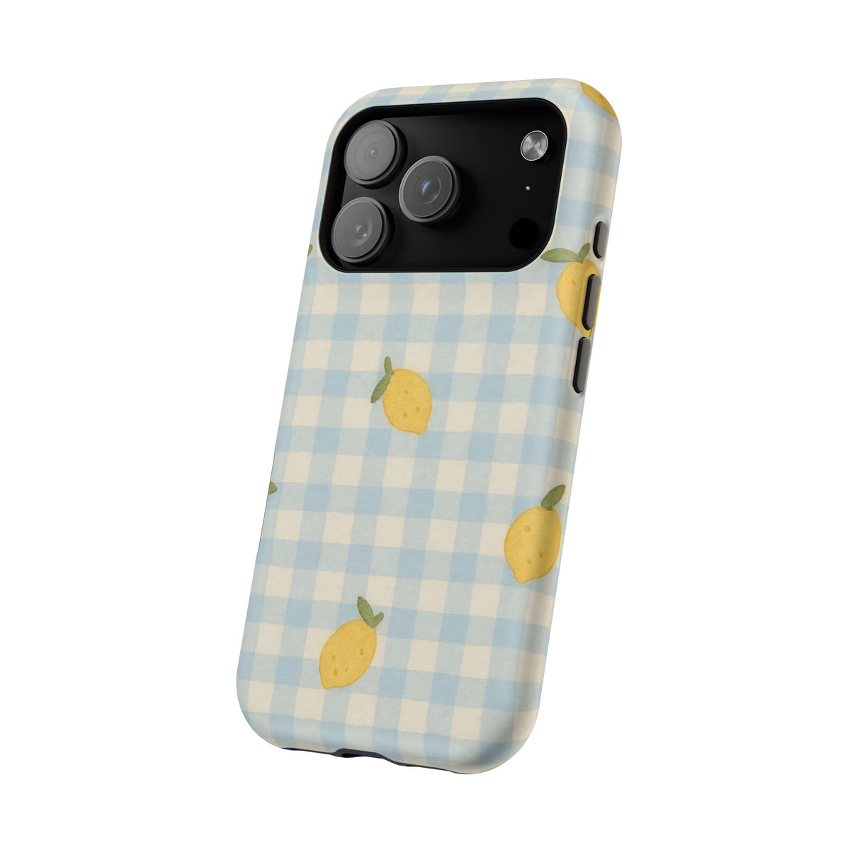 Lemon And Blue Checkered iPhone Case