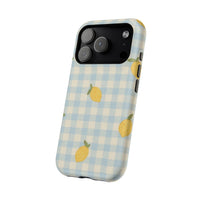 Lemon And Blue Checkered iPhone Case