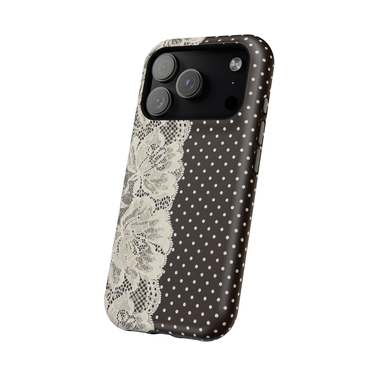 Floral Lace Brown Polka Dot iPhone Case