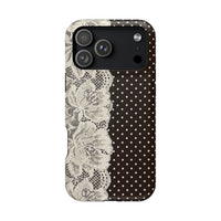Floral Lace Brown Polka Dot iPhone Case