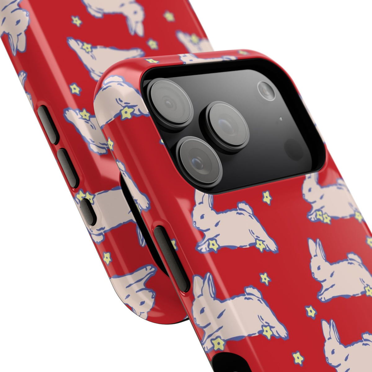 Red Hopping Bunnies And Stars iPhone Case