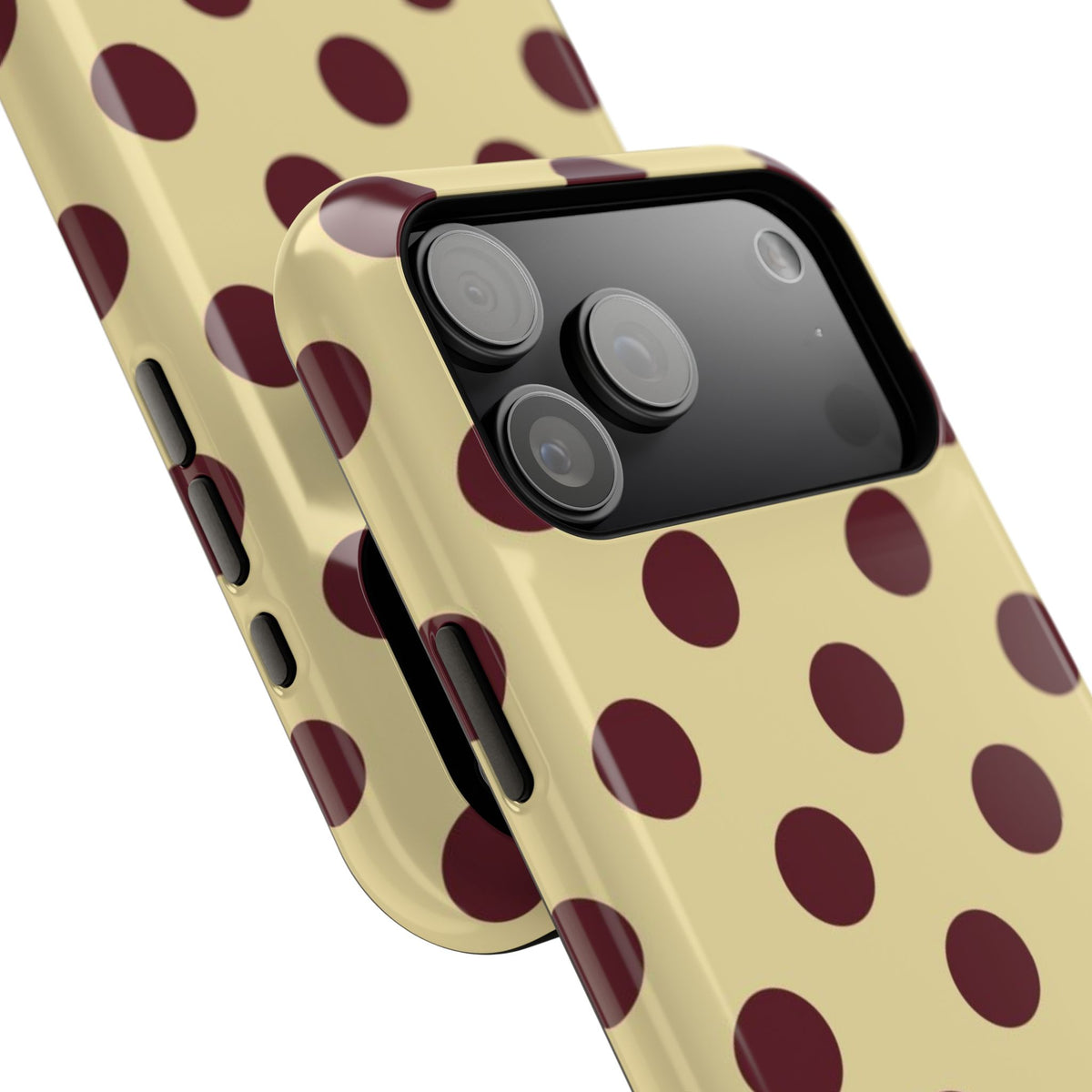 Yellow And Maroon Polka Dots iPhone Case