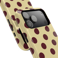 Yellow And Maroon Polka Dots iPhone Case