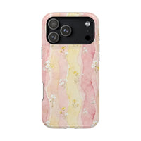 Pink And Yellow Water Art Flowers iPhone Case