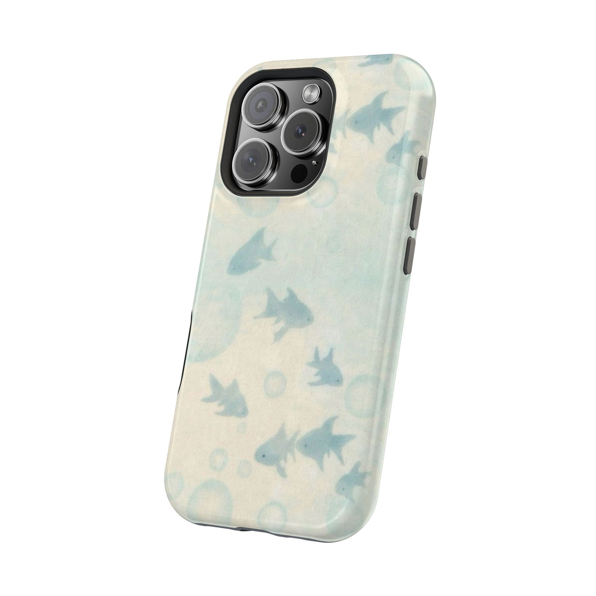 Blue Gold Fishy And Bubbles iPhone Case