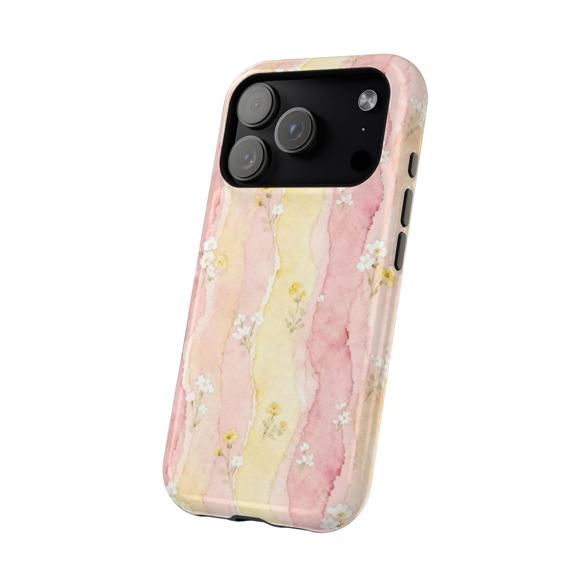 Pink And Yellow Water Art Flowers iPhone Case