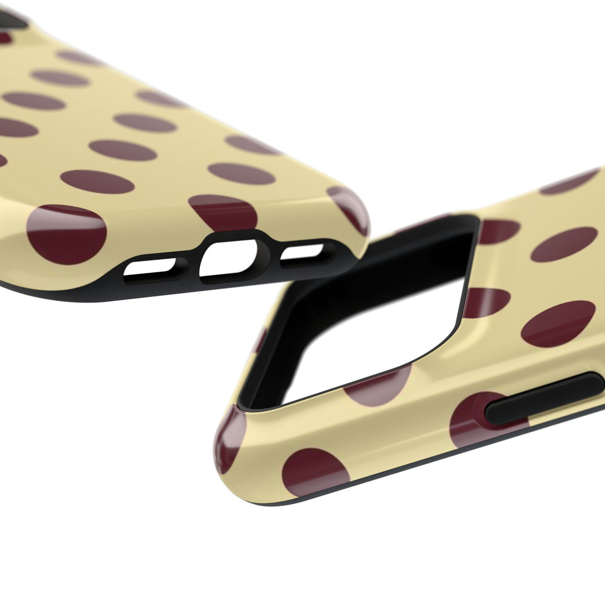 Yellow And Maroon Polka Dots iPhone Case