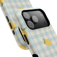 Lemon And Blue Checkered iPhone Case