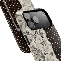 Floral Lace Brown Polka Dot iPhone Case