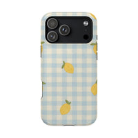 Lemon And Blue Checkered iPhone Case