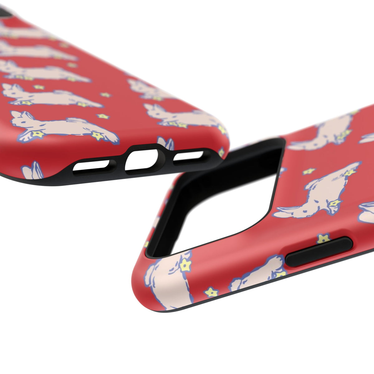 Red Hopping Bunnies And Stars iPhone Case