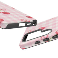 Pink Cherries And Checkered Samsung Case