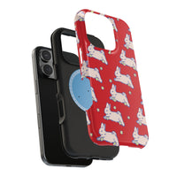 Red Hopping Bunnies And Stars iPhone Case